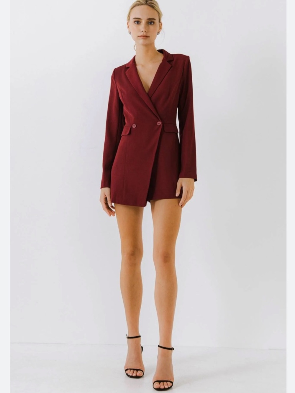Endless Rose Women’s Burgundy Blazer Romper Small